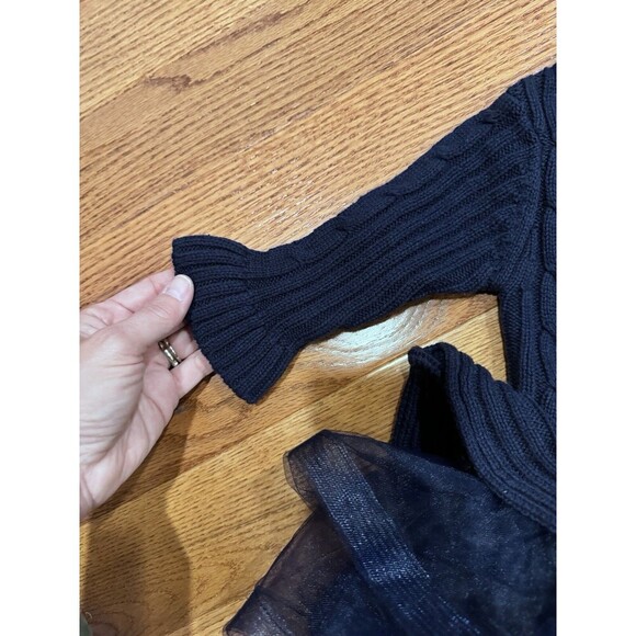 Bonnie Baby 12 Months Navy Blue Tulle Skirt Sweater Winter Dress - Picture 4 of 6